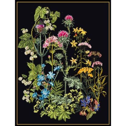 Kit point de croix Thea Gouverneur 424 Aïda noire Fleurs des champs 35x46cm