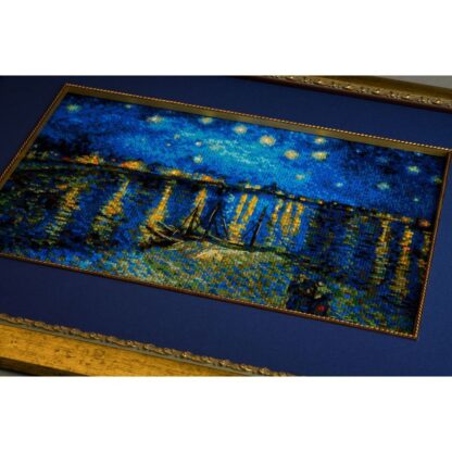 Kit point de croix RIOLIS 1884 Nuit étoilée sur le Rhône Van Gogh 38x26cm