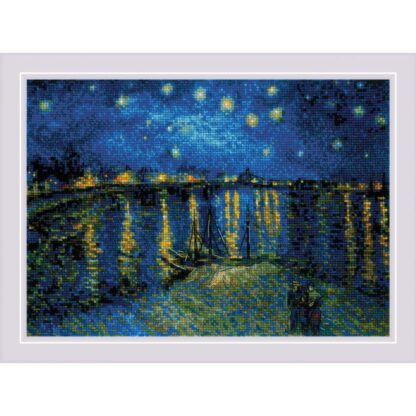 Kit point de croix RIOLIS 1884 Nuit étoilée sur le Rhône Van Gogh 38x26cm