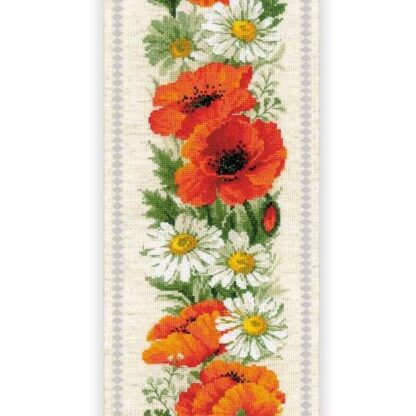 Kit point de croix RIOLIS 2067 Coquelicots et marguerites 19x90cm