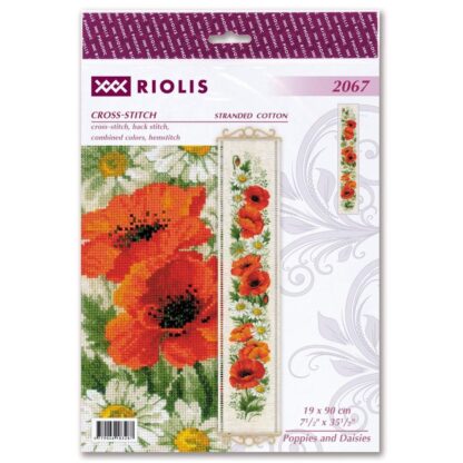 Kit point de croix RIOLIS 2067 Coquelicots et marguerites 19x90cm