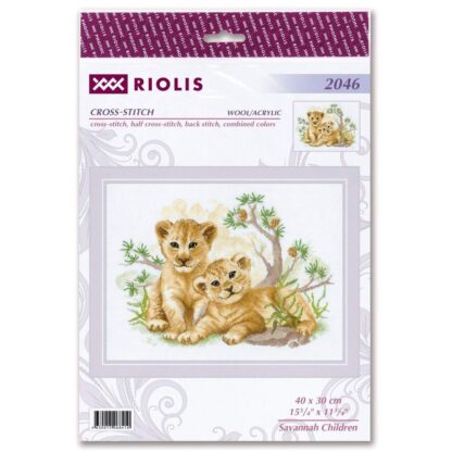 Kit point de croix RIOLIS 2046 Enfants de la savane 40x30cm