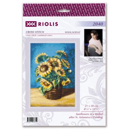 Kit point de croix RIOLIS 2040 Tournesols dans un panier d'après N. ANTONAVA 21x30cm