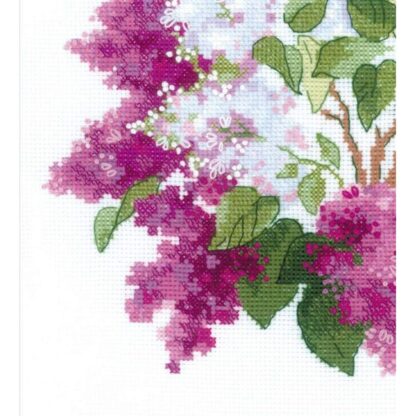 Kit point de croix RIOLIS 2030 Fleurs de lilas 40x40cm