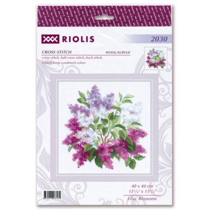 Kit point de croix RIOLIS 2030 Fleurs de lilas 40x40cm