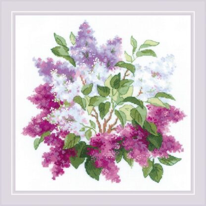 Kit point de croix RIOLIS 2030 Fleurs de lilas 40x40cm