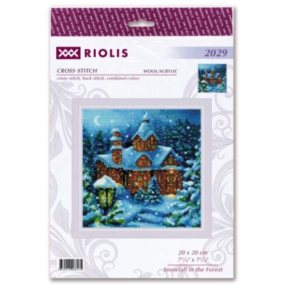 Kit point de croix RIOLIS 2029 Chute de neige dans la forêt 20x20cm