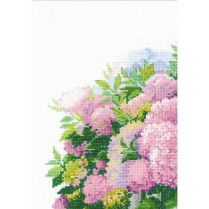 Kit point de croix RIOLIS 2026 Hortensias du jardin 30x40cm