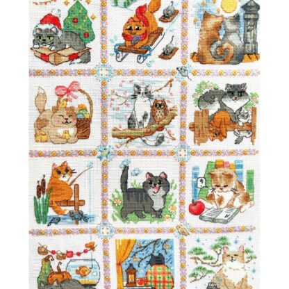 Kit point de croix RIOLIS 2136 Calendrier des chats 30x40cm