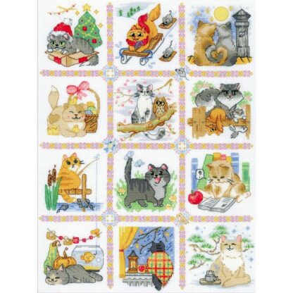 Kit point de croix RIOLIS 2136 Calendrier des chats Broderiedumonde