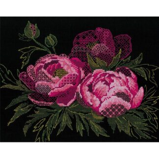 Kit point de croix RIOLIS 2026 Pivoines en dentelle Broderiedumonde