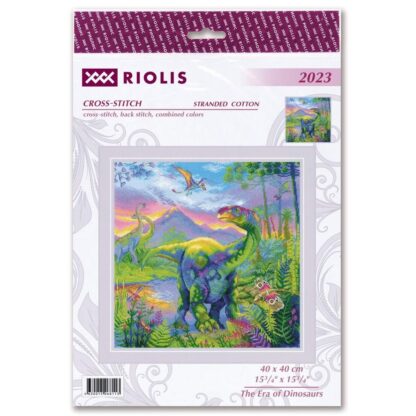 Kit point de croix RIOLIS 2023 L'Ere des dinosaures 40x40cm