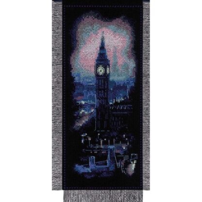 Kit point de croix RIOLIS 1993 Bannière à broder Londres de nuit 15x31cm