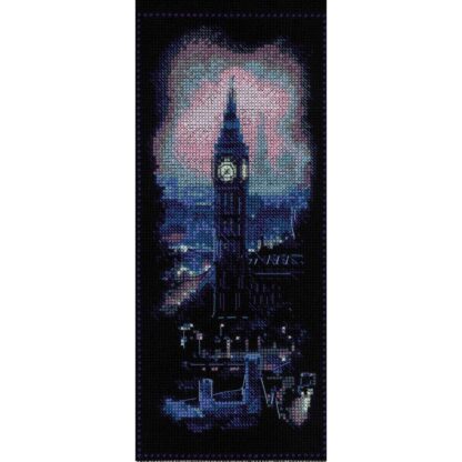 Kit point de croix RIOLIS 1993 Bannière à broder Londres de nuit 15x31cm