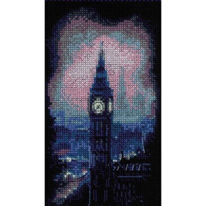 Kit point de croix RIOLIS 1993 Bannière à broder Londres de nuit 15x31cm