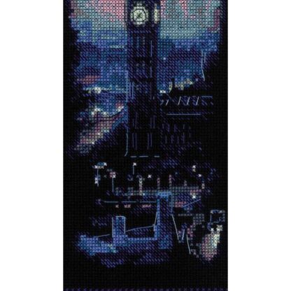 Kit point de croix RIOLIS 1993 Bannière à broder Londres de nuit 15x31cm