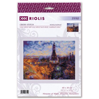 Kit point de croix RIOLIS 1990 Moscou la nuit Monastère Simonov 40x20cm