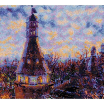 Kit point de croix RIOLIS 1990 Moscou la nuit Monastère Simonov 40x20cm