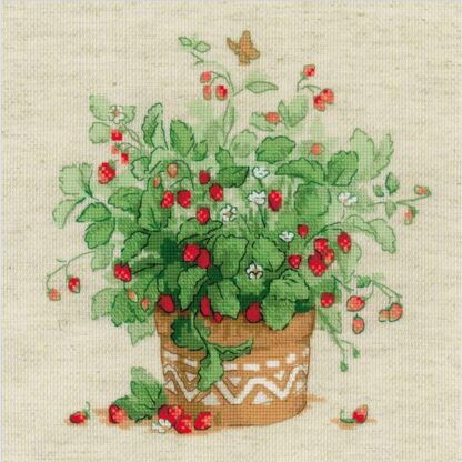 Kit point de croix RIOLIS 1984 Fraises dans un pot BRODERIEDUMONDE