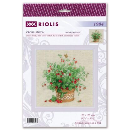 Kit point de croix RIOLIS 1984 Fraises dans un pot 25x25cm