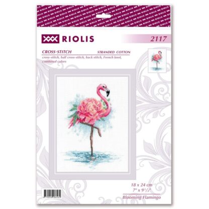 Kit point de croix RIOLIS 2117 Flamant rose en fleurs 18x24cm