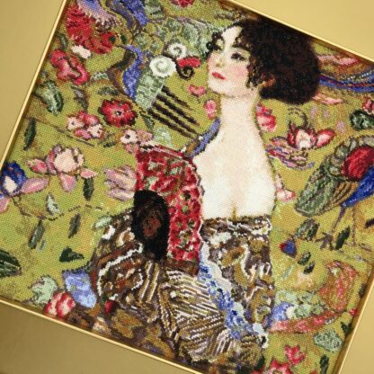 Kit point de croix RIOLIS 1226 La femme à l'éventail d'après Klimt 35x35cm