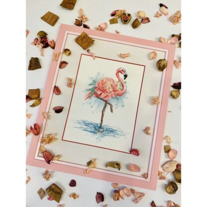 Kit point de croix RIOLIS 2117 Flamant rose en fleurs 18x24cm