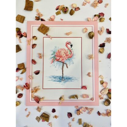 Kit point de croix RIOLIS 2117 Flamant rose en fleurs 18x24cm