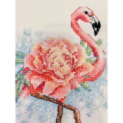 Kit point de croix RIOLIS 2117 Flamant rose en fleurs 18x24cm