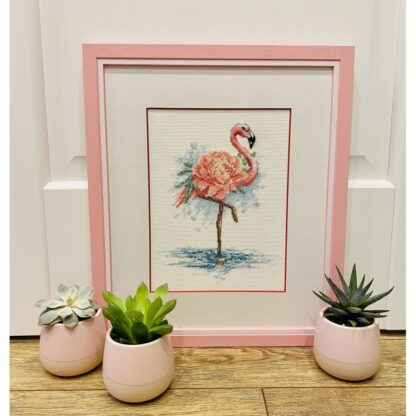 Kit point de croix RIOLIS 2117 Flamant rose en fleurs 18x24cm