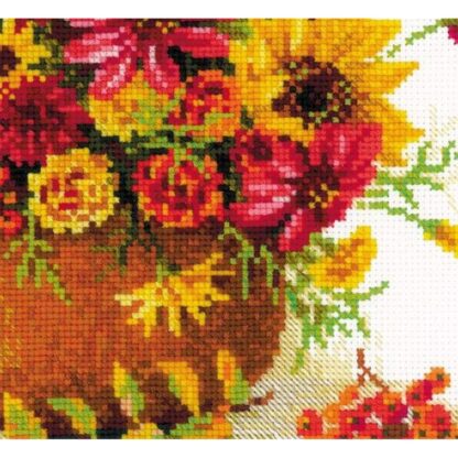 Kit point de croix RIOLIS 1973 Fleurs d'automne 30x24cm