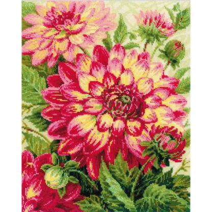 Kit point de croix RIOLIS 1968 Dahlias BRODERIEDUMONDE