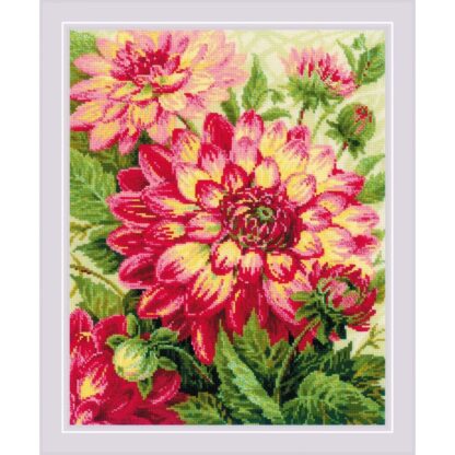 Kit point de croix RIOLIS 1968 Dahlias 40x50cm