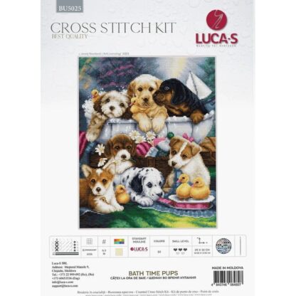 Kit point de croix Luca-S BU5025 Le bain des chiots 25x32cm