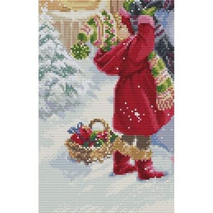 Kit point de croix Luca-S BU5018 La fille aux cadeaux 24x33cm