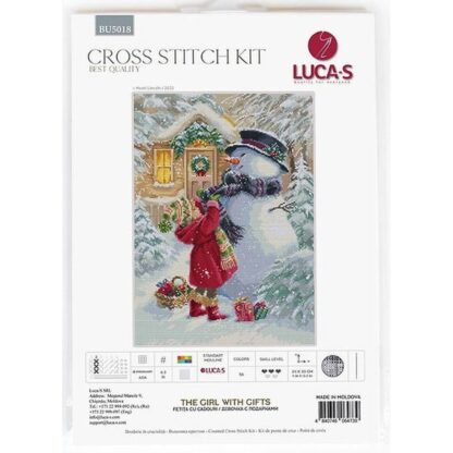 Kit point de croix Luca-S BU5018 La fille aux cadeaux 24x33cm