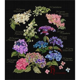 Kit point de croix Thea Gouverneur Hortensias 3067-05 Broderiedumonde