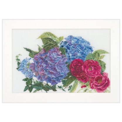 Kit point de croix Thea Gouverneur Hortensia et rose 442 46x30cm