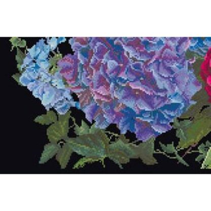 Kit point de croix Thea Gouverneur Hortensia et rose 442-05 46x30cm