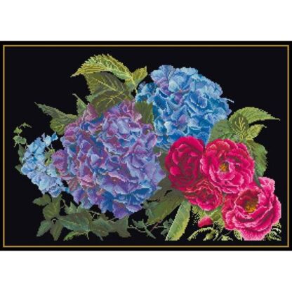 Kit point de croix Thea Gouverneur Hortensia et rose 442-05 46x30cm