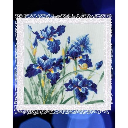 Kit point de croix RIOLIS 2102 Iris bleus 30x30cm