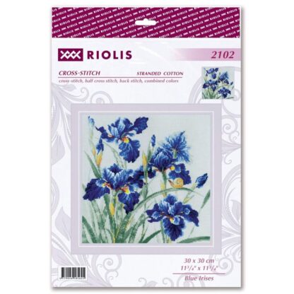 Kit point de croix RIOLIS 2102 Iris bleus 30x30cm