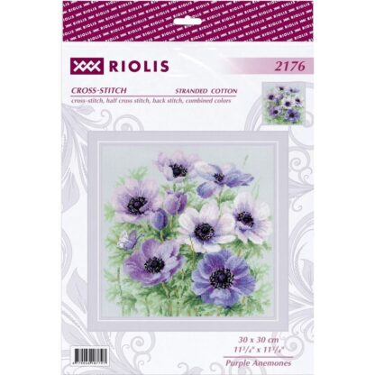 Kit point de croix RIOLIS 2176 Anémones mauves 30x30cm