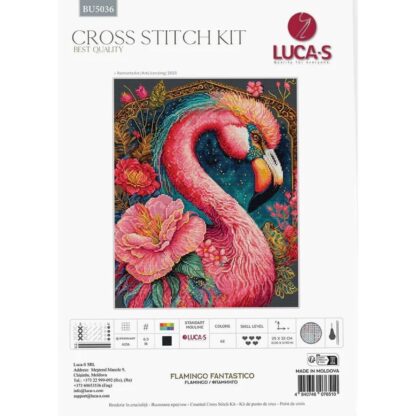 Kit point de croix Luca-S BU5036 Fantastique flamant rose 25x32cm