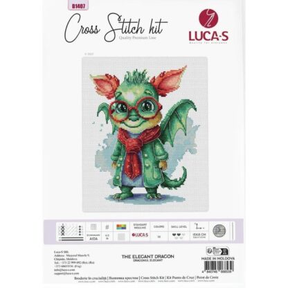 Kit point de croix Luca-S B1407 Le dragon élégant 15x18cm